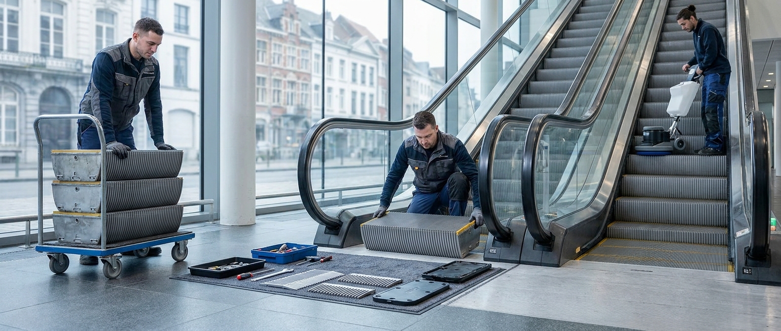 Escalator Step Replacement: KHOMCLEAN Experts in Belgium
