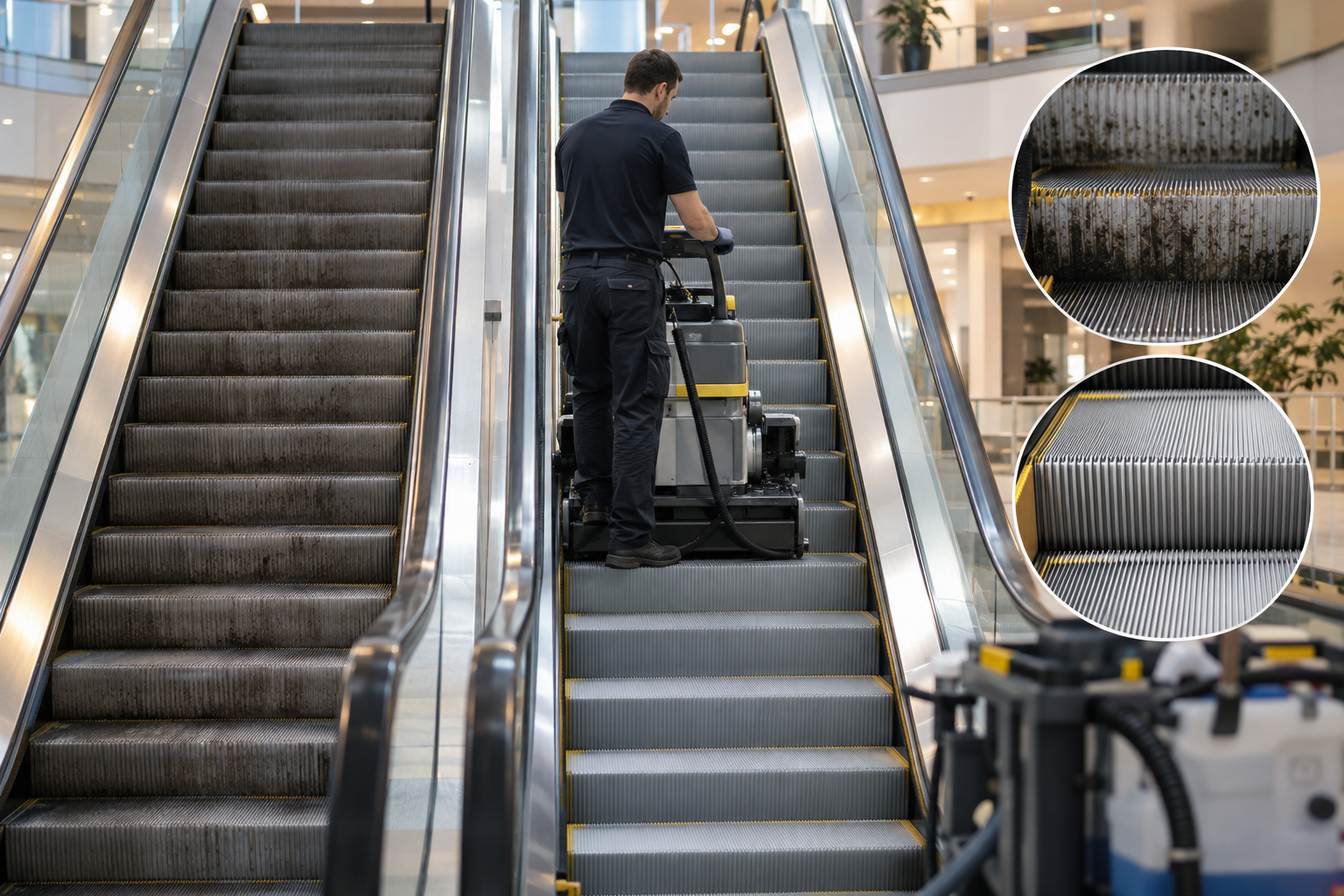 Nettoyage Marches et Contremarches d'Escalator : L'Expertise Technique